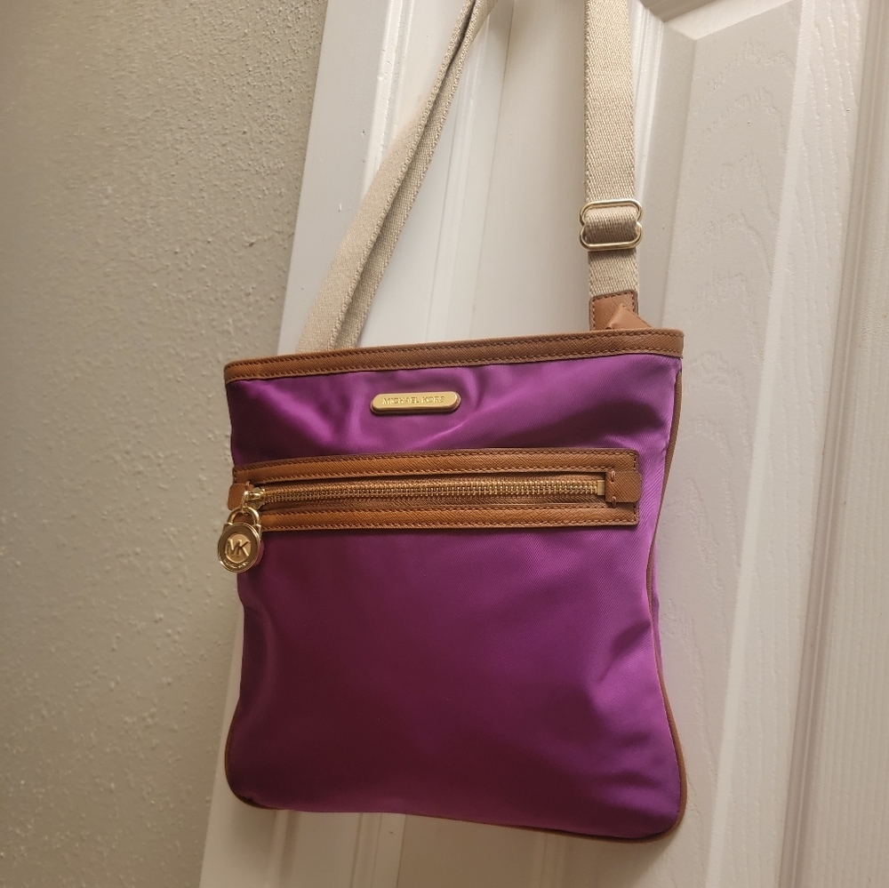 Michael Kors Kempton Burgundy/Tan Crossbody Shoulder Bag - Picture 16 of 16